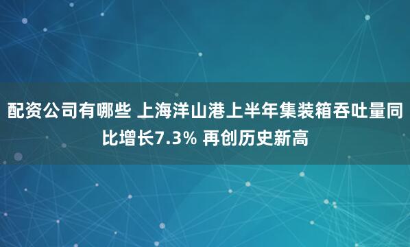 配资公司有哪些 上海洋山港上半年集装箱吞吐量同比增长7.3% 再创历史新高